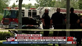 Woman dies in crash on Stockdale Highway
