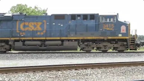 CSX Intermodal Double-Stack Train with DPU Georgia Road Emblem from Fostoria, Ohio September 1, 2020