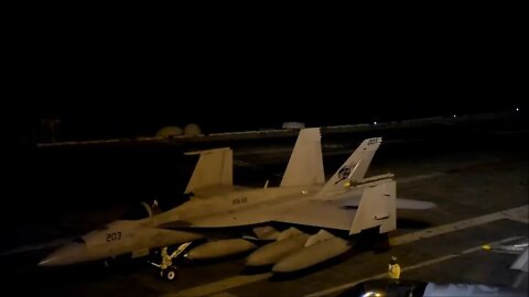 USS Carl Vinson (CVN 70) Conducts Night Time Flight Operations in South China Sea