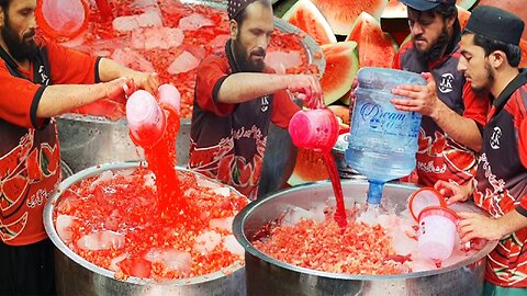 Tarbooz Ka Sharbat | Watermelon Juice & Cutting Skills | Summer Street Drink | Street Food Karachi