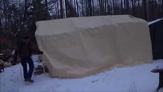 John Helps Put Up A Workshop Tent For The Off Grid Homestead