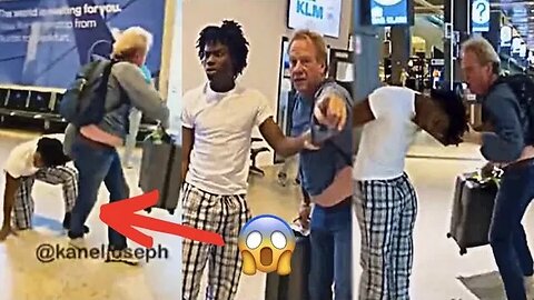 YouTuber Gets Dragged By His Hair After Pretending To Steal Luggage From Random People At Airport!