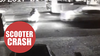 Shocking footage of a woman on mobility scooter smashed with car