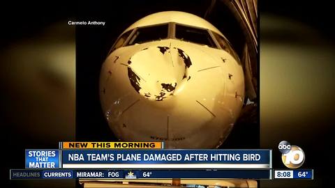 Oklahoma City Thunder's team plane damaged after hitting bird