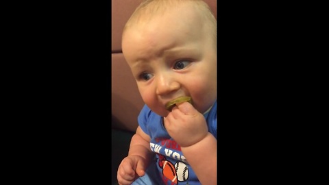 Baby Tries Pickles For First Time, Has Mixed Emotions