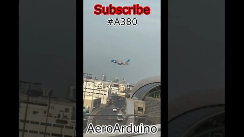 Just Saw #A380 Hanging Above The City Landing #Aviation #Avgeeks #AeroArduino