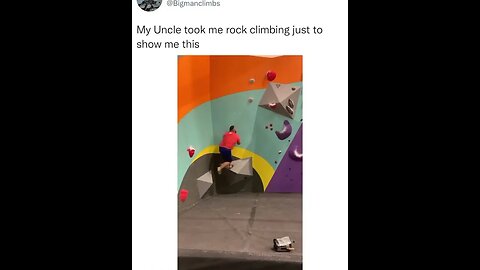 Uncle shows how to be good at rock climbing