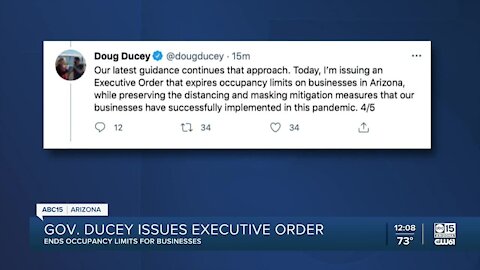 Arizona Gov. Doug Ducey lifts occupancy limits on businesses