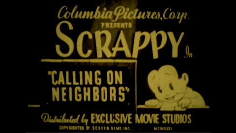 1935, SCRAPPY IN "CALLING ON NEIGHBORS" or "LETS RING DOORBELLS" cartoon