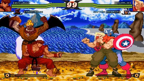 MUGEN - MystikBlaze's Chars - Evil Ryu & Mech Gouki vs. Charlie & Captain America - Download