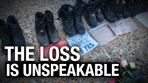 Fired first responder organizes powerful empty boot protest at Alberta legislature