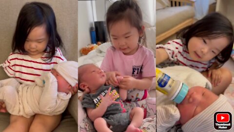 Toddler has the best friendship with her baby brother 💕