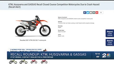 Motorcycles top the recall roundup
