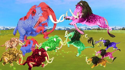 5 Zombie Monster Lions Vs 5 Zombie Mammoths Ultimate Animal Revolt Epic Battle saved cow family