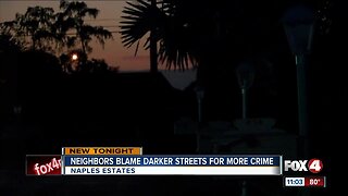 Crime concerns in Naples neighborhood with broken street lights