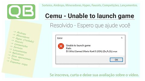 CanalQb - Cemu 2.0 - Unable to launch game