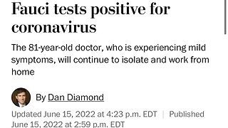 Fauci gets covid - although he is on record saying you won’t get infected if vaxxed