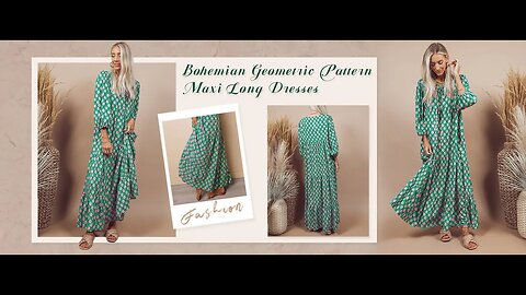 Womens Loose Fit Casual Summer V Neck Half Sleeve Bohemian Geometric Pattern Maxi Long Dresses