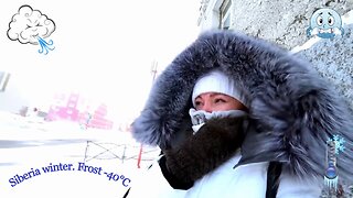 Cold stories | Norilsk | Siberia winter frost -40°C | Woman | Frostbite cheeks | Ice strong wind