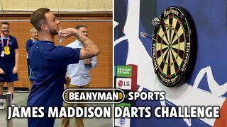 James Maddison is the first player to take on the England v Media darts challenge!