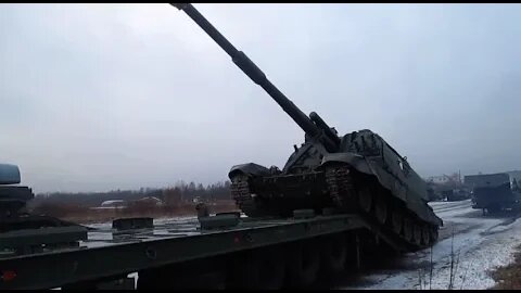 Russian tank being loaded