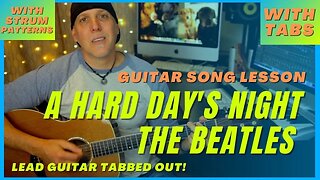 Beatles guitar song lesson learn A Hard Day's Night with TABS and SOLO