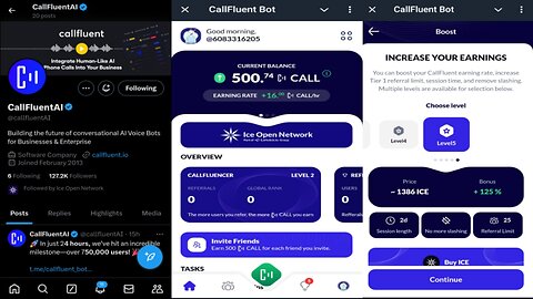 CallFluent | Claim Free $CALL Tokens Every 24Hrs | New Telegram Crypto Mining Bot | Ice Open Network
