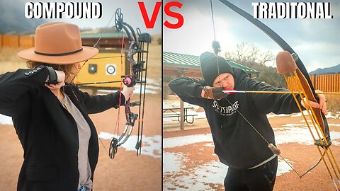 Compound vs Traditional --- ME vs WIFE (Archery Shoot Off)