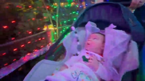 cute Baby shocked to see Christmas lights decorations for the first time