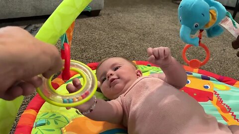 Baby Learning To Use Her Hands!!