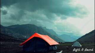 Relaxing in a tent on a rainy day.