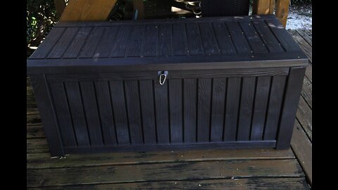 Suncast DBW9200 Mocha Resin Wicker Deck Box, 99-Gallon with Deck Box Cover - Durable and Water-...