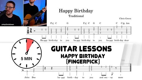 How to Play “Happy Birthday” (Fingerpick) 5 Minute Guitar Lesson! (LIVE Stream Recap)