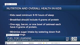 Expert talks breakfast options for kids to have best performance at school