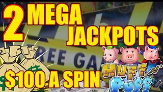 💲 2 MEGA HUGE Jackpots on HUFF N' PUFF SLOT MACHINE $100 A Spin High Limit Slot Play in Tampa!