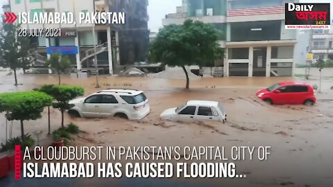 A Cloudburst in Pakistan's Capital City Of Islamabad has caused flooding.....