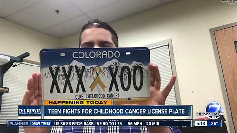 Colorado teen asking state lawmakers to approve license plate for childhood cancer awareness