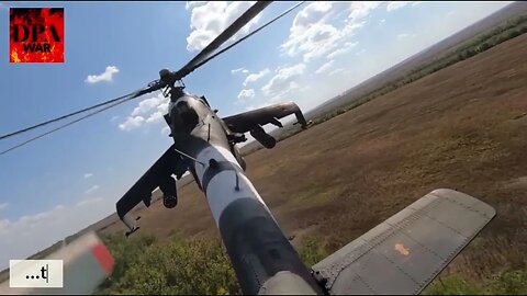 Ukrainian Mi-24 Hind attack helicopter firing pod rockets at quadcopter drone (sort of)
