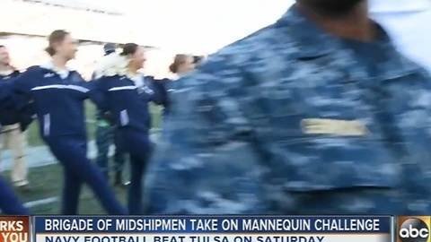 Midshipmen do the mannequin challenge