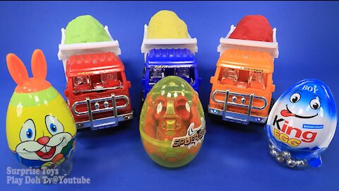 3 Color Kinetic Sand in Trucks Surprise Toys Lego Cars iron Man Zaini Kinder Surprise Eggs