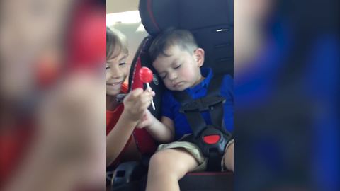 Little Girl Tries To Pull A Joke On Her Sleepy Brother
