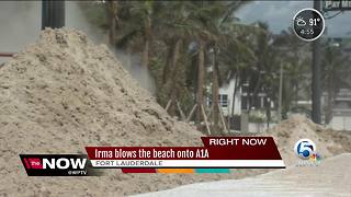 Hurricane Irma pushes the beach onto Highway A1A in Fort Lauderdale
