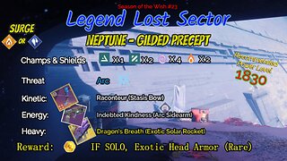 Destiny 2 Legend Lost Sector: Neptune - Gilded Precept on my Solar Hunter 1-7-24