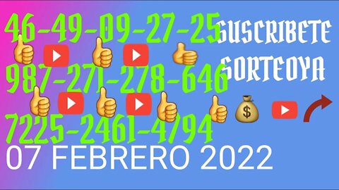 SORTEOYA NUMERO PROBABLE 7 FEBRERO 2022