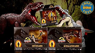 3 New Jurassic Park 30th Anniversary toys Hammond Collection Corythosaurus, Metriacanthosaurus,