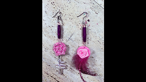 Make Earrings, Recycle Project with Asymmetry and Crochet