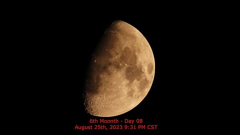 Waxing Gibbous Moon Phase - August 25, 2023 9:31 PM CST (6th Moon Day 8)