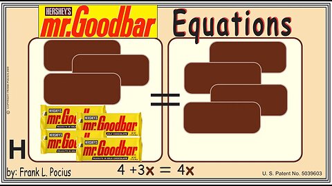 VISUAL mrGOODBAR 4+3x=4x EQUATION _ SOLVING BASIC EQUATIONS _ SOLVING BASIC WORD PROBLEMS