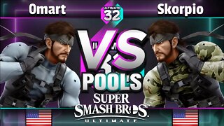 ULTIMATE 32 Pools - Bandits | 0mart (Snake) vs. Skorpio (Snake, Toon Link) - Smash Ultimate