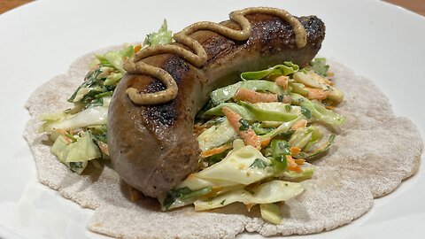 Sausages With Cilantro Slaw on A Grain Free Tortilla
